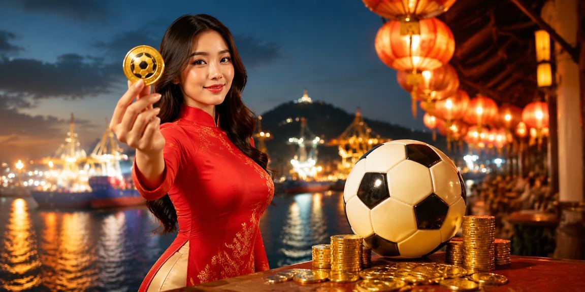 Người dùng Hội An trong tà áo dài theo dõi kết quả cá cược bóng đá trên điện thoại